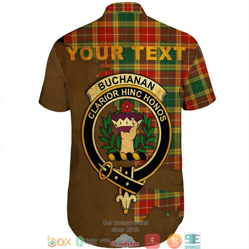 Buchanan Old Sett Tartan Crest Personalized Short Sleeve Hawaiian Shirt 3 Buchanan Old Sett Tartan Crest Personalized Short Sleeve Hawaiian Shirt 1 2