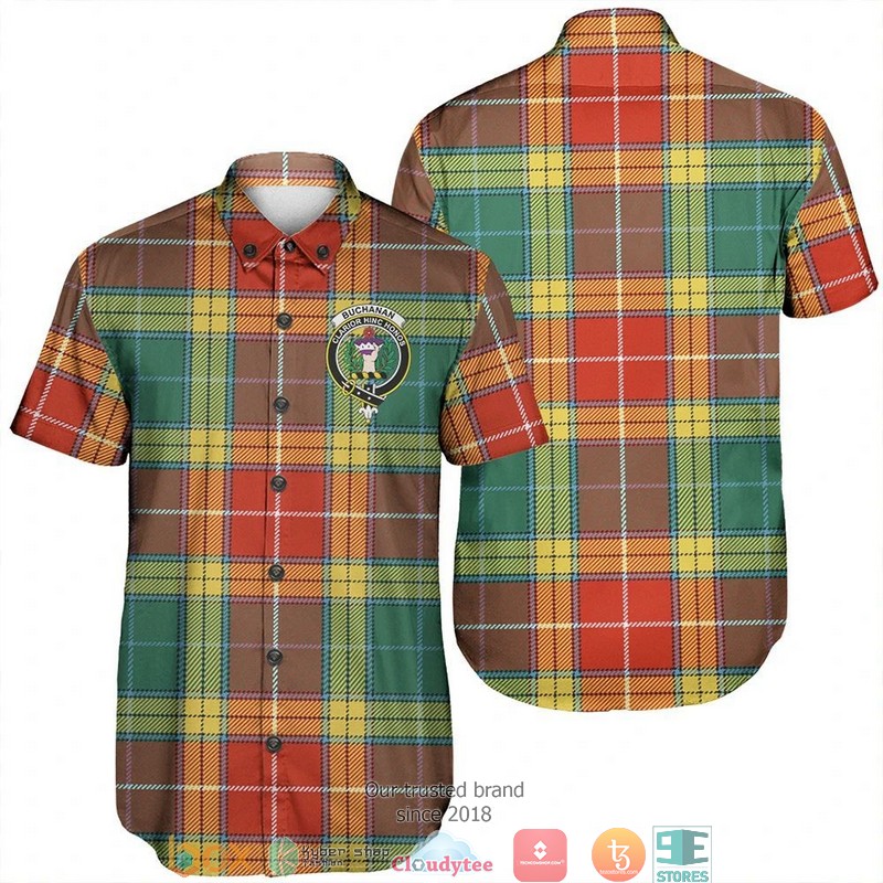 Buchanan Old Sett Tartan Crest Short Sleeve Hawaiian Shirt 5 Buchanan Old Sett Tartan Crest Short Sleeve Hawaiian Shirt
