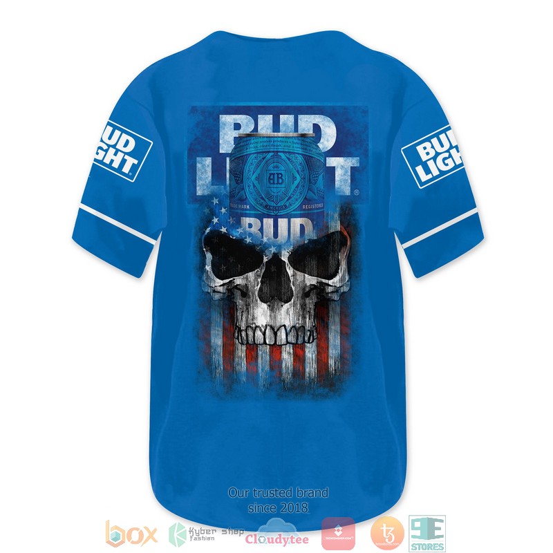 Bud Light US Flag Skull Baseball Jersey 3 Bud Light US Flag Skull Baseball Jersey 1 2