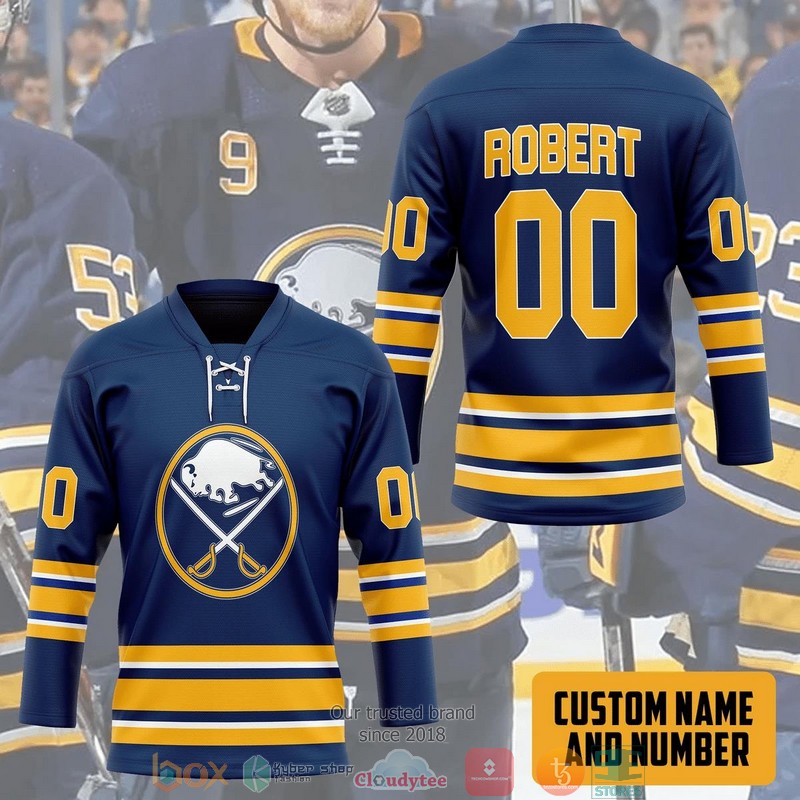Buffalo Sabres NHL Custom Name and Number Navy Hockey Jersey Shirt 1 2
