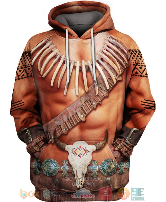Buffalo Skull Brown Skin Pattern Native American 3D Shirt Hoodie