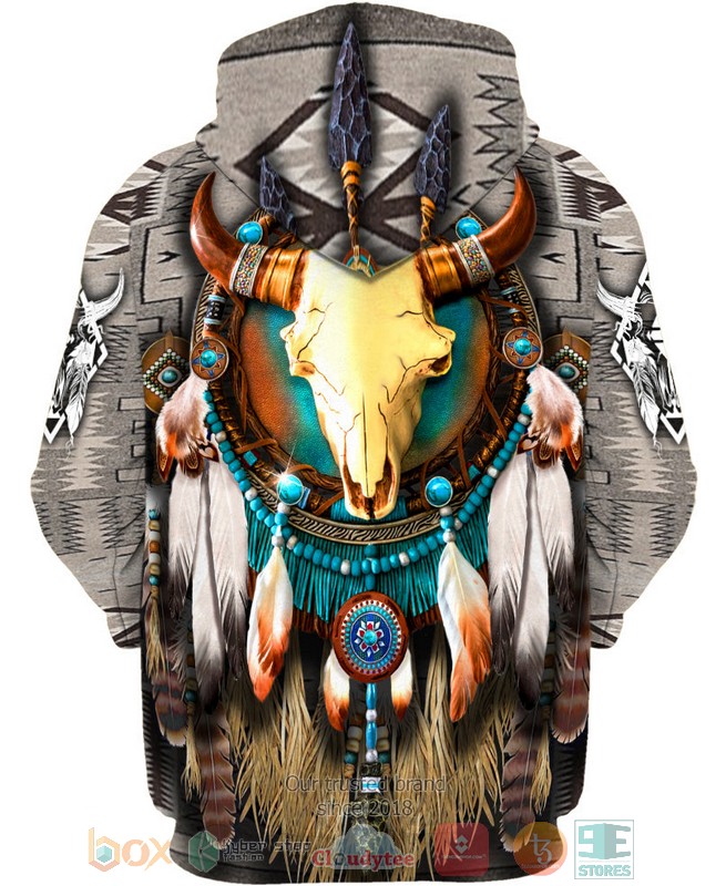 HOT Buffalo Skull Native pattern All Over Printed 3D Shirt, Hoodie 3 Buffalo Skull Native pattern 3D Shirt Hoodie 1 2