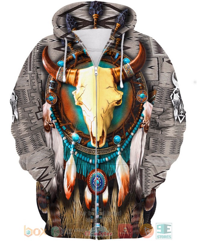 HOT Buffalo Skull Native pattern All Over Printed 3D Shirt, Hoodie 5 Buffalo Skull Native pattern 3D Shirt Hoodie 1 2 3 4