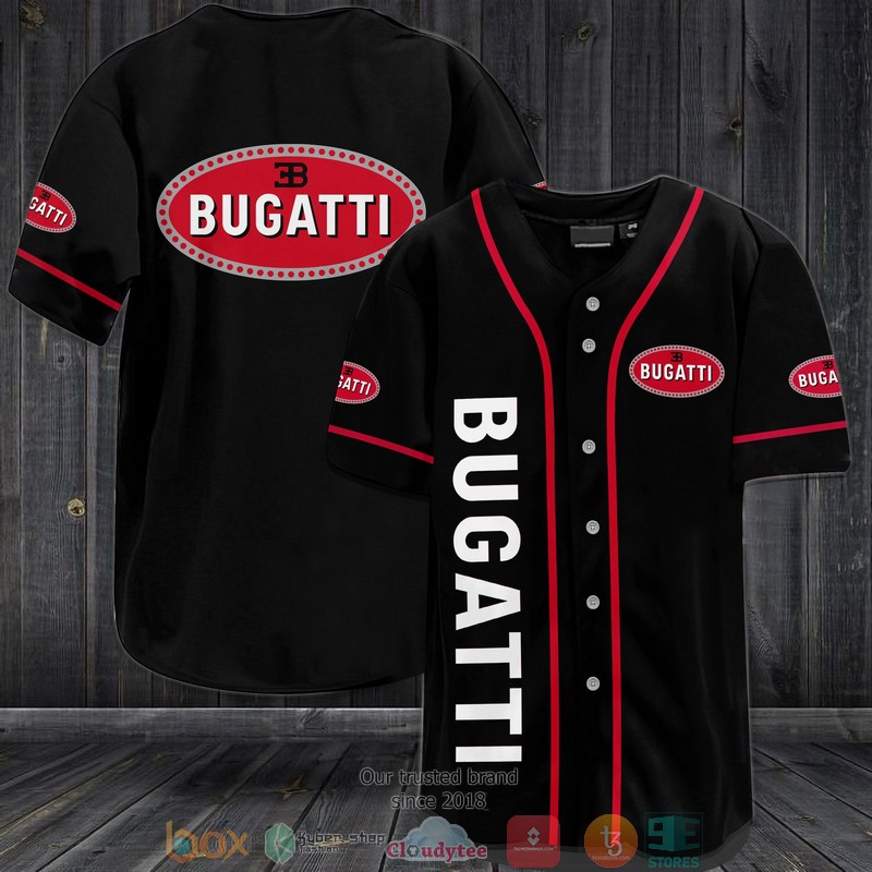 Bugatti Logo Black Baseball Jersey 1 Bugatti Logo Black Baseball Jersey
