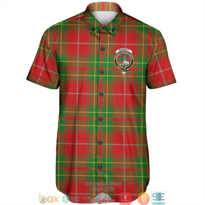 Burnett Ancient Tartan Crest Short Sleeve Hawaiian Shirt 2 Burnett Ancient Tartan Crest Short Sleeve Hawaiian Shirt 1