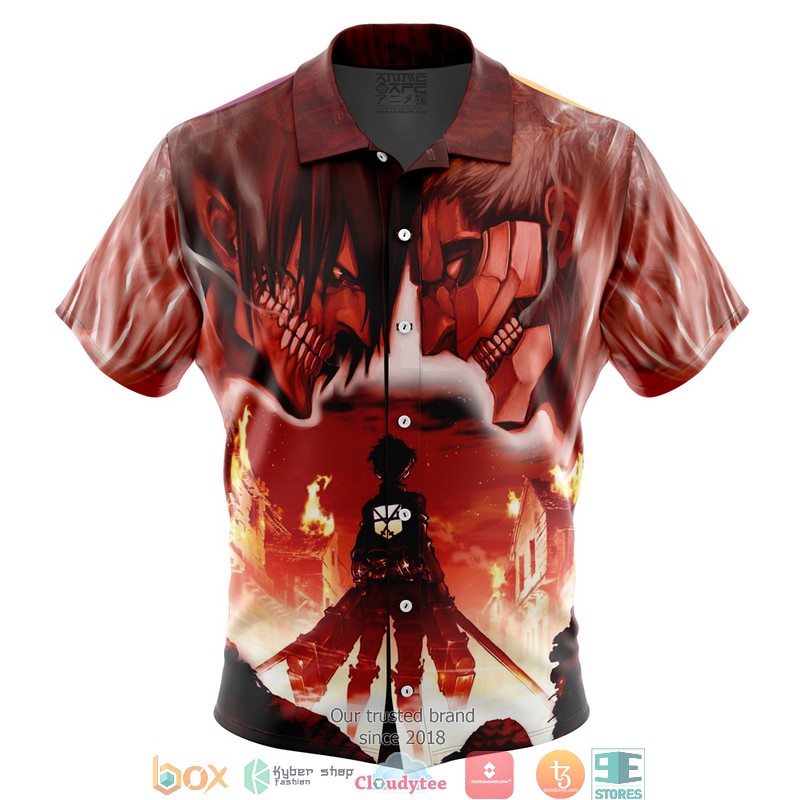 Burning Attack On Titan Button Up Hawaiian Shirt 23 Burning Attack On Titan Button Up Hawaiian Shirt