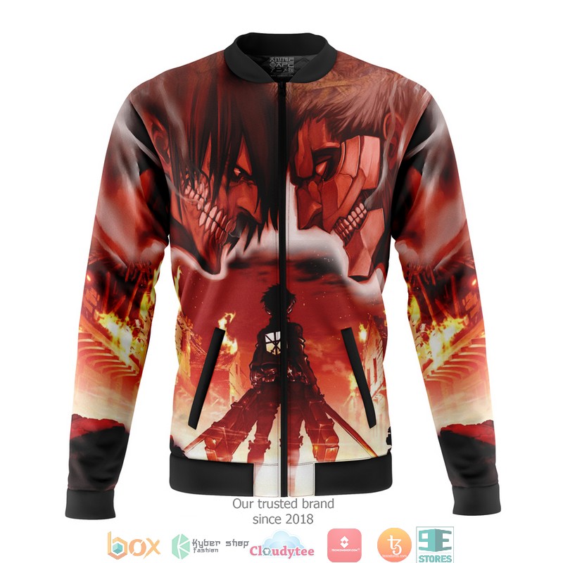 Burning Attack On Titan Quilted Bomber Jacket