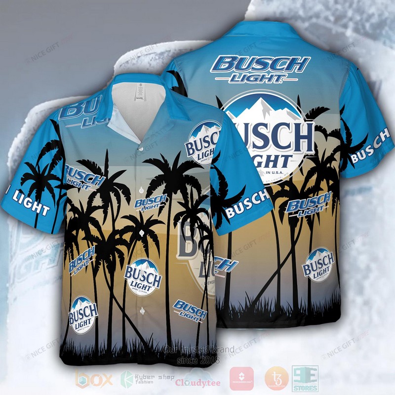 Busch Light palm tree Hawaiian shirt