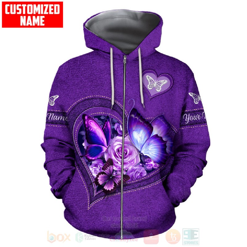BEST Butterfly-Flower Pattern Custom Name Luxury Hoodie, Leggings 5 Butterfly Flower Heart Custom Name 3D Hoodie Leggings 1 2 3 4