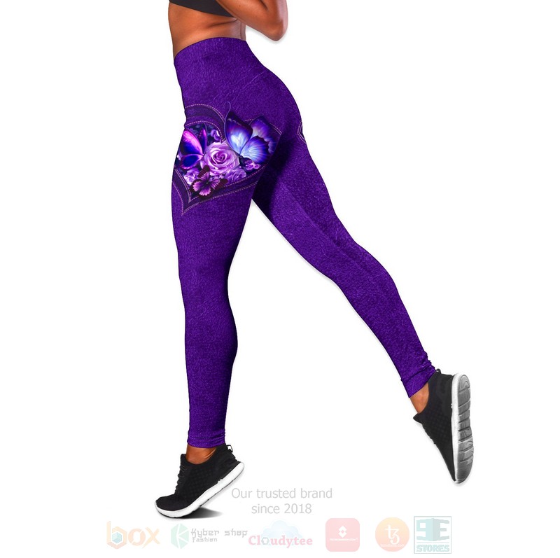 Butterfly Flower Heart Custom Name Leggings