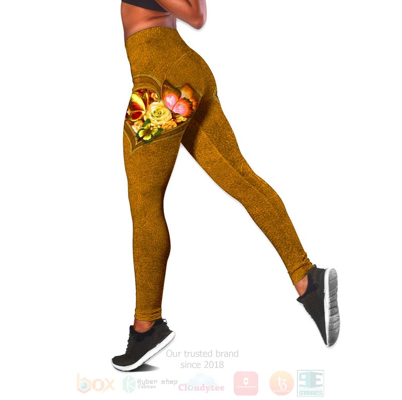BEST Butterfly-Flower Pattern Custom Name Yellow Luxury Hoodie, Leggings 4 Butterfly Flower Heart Custom Name Yellow 3D Hoodie Leggings 1 2 3