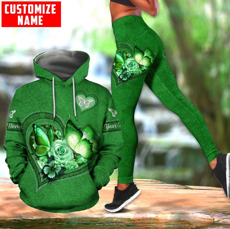 Butterfly Flower Heart Green 3D Hoodie Leggings