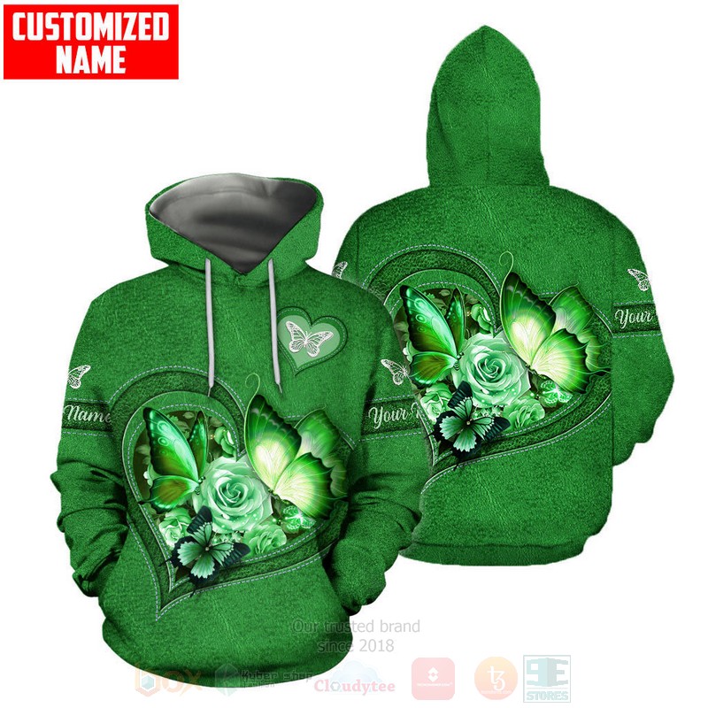 Butterfly Flower Heart Green 3D Hoodie Leggings 1