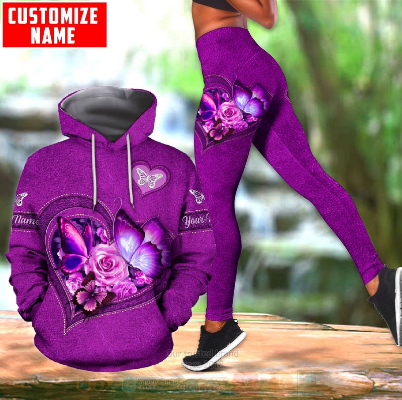 Butterfly Flower Heart Pink 3D Hoodie Leggings