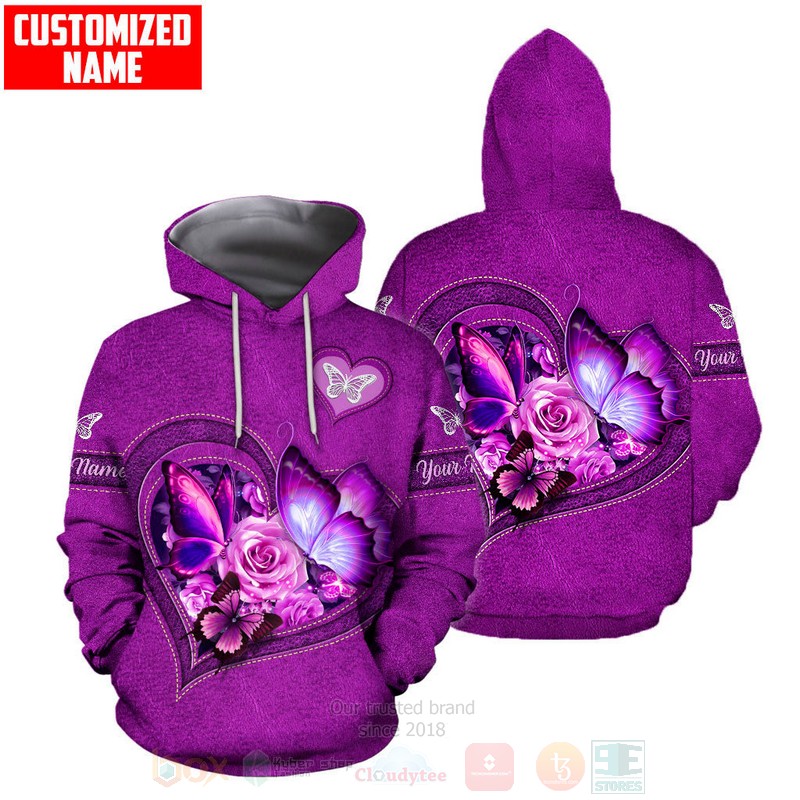 Butterfly Flower Heart Pink 3D Hoodie Leggings 1