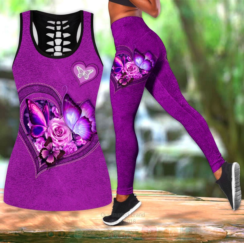 Butterfly Flower Heart Pink Tank Top Leggings