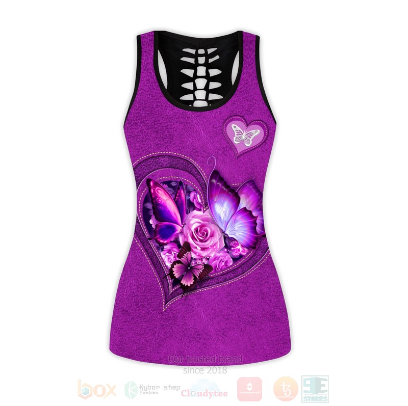 Butterfly Flower Heart Pink Tank Top Leggings 1