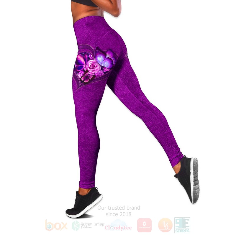 BEST Heart Love Butterfly-Flower Pink Hollow Tank Top, Leggings Set 3 Butterfly Flower Heart Pink Tank Top Leggings 1 2
