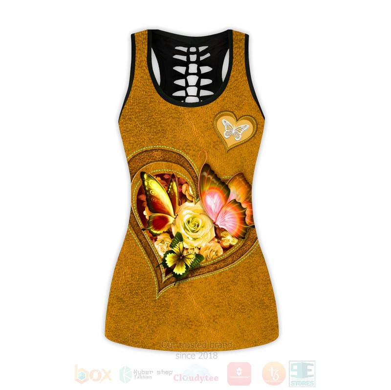 Butterfly Flower Heart Yellow Tank Top Leggings 1