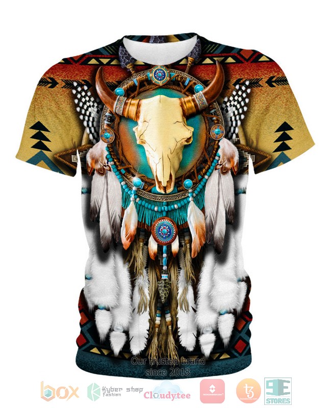 Butterfly Buffalo Skull Dreamcatcher 3D Shirt Hoodie 1 2 3 4 5 6