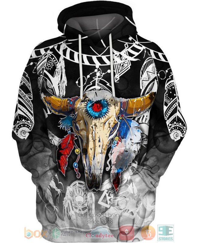 HOT Colorful Buffalo Skull All Over Printed 3D Shirt, Hoodie 16 Colorful Buffalo Skull 3D Shirt Hoodie