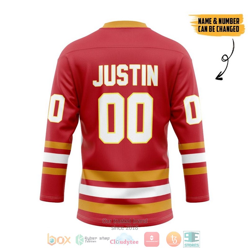 Calgary Flames NHL Custom Name and Number Hockey Jersey Shirt 2 Calgary Flames NHL Custom Name and Number Hockey Jersey Shirt 1