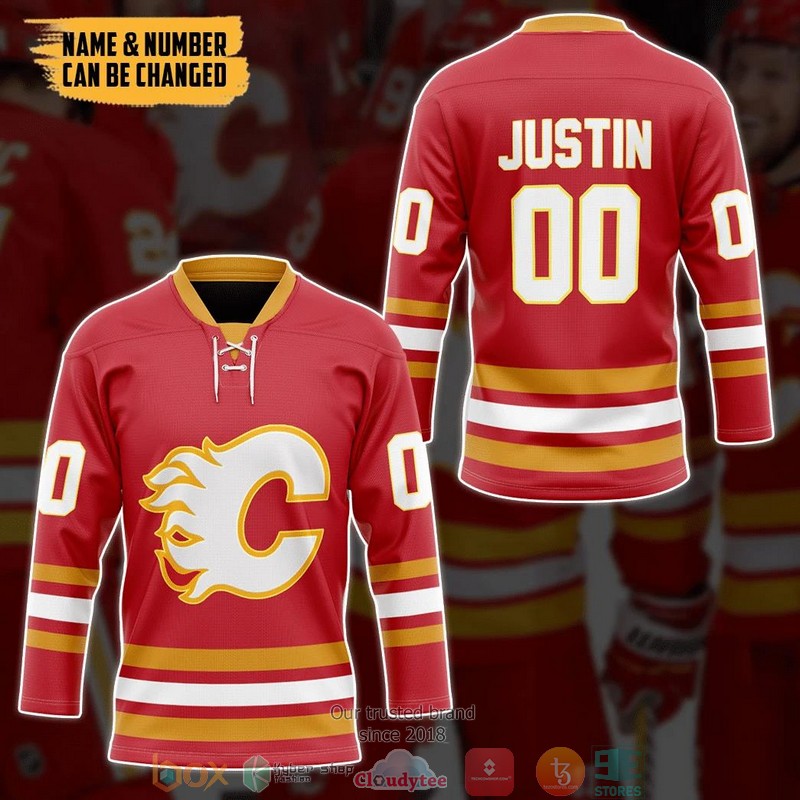 Calgary Flames NHL Custom Name and Number Hockey Jersey Shirt 3 Calgary Flames NHL Custom Name and Number Hockey Jersey Shirt 1 2