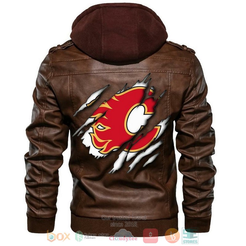 NEW Calgary Flames NHL Hockey Sons Of Anarchy Men Leather Jacket 3 Calgary Flames NHL Hockey Sons Of Anarchy Leather Jacket 1 2