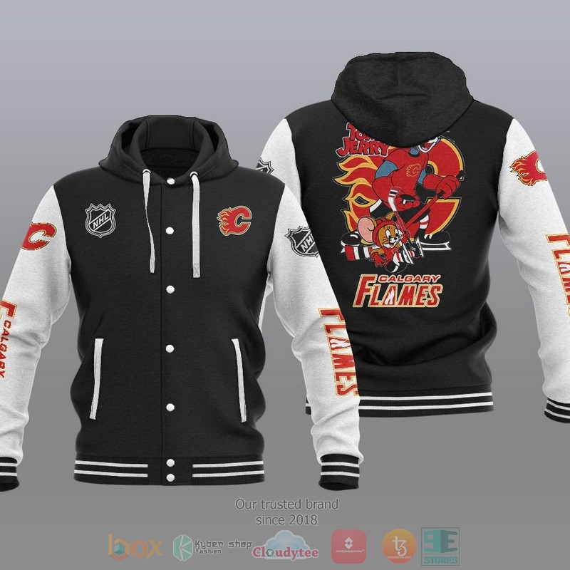 Calgary Flames NHL Tom And Jerry Baseball Hoodie Jacket