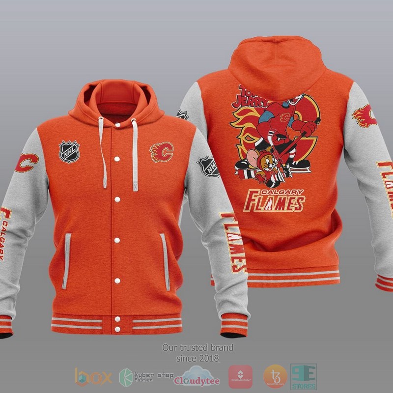 Calgary Flames NHL Tom And Jerry Baseball Hoodie Jacket 1 2 3 4 5