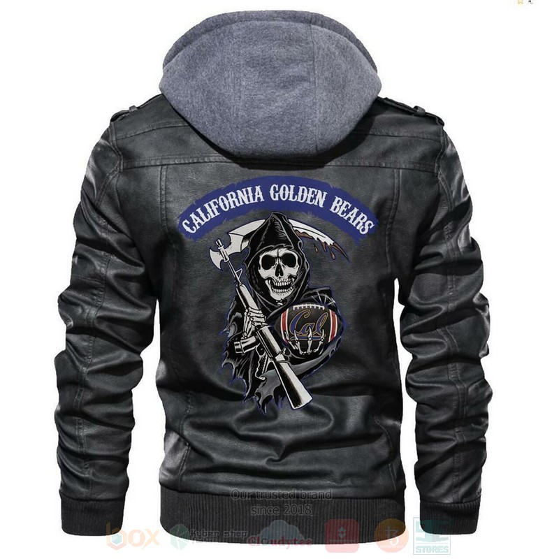 BEST Team California Golden Bears NCAA Football Black Motorcycle Zipper Jacket Leather 6 California Golden Bears NCAA Football Sons of Anarchy Black Motorcycle Leather Jacket