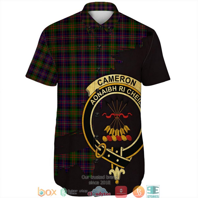 Cameron of Erracht Modern Tartan Crest Personalized Short Sleeve Hawaiian Shirt 2 Cameron of Erracht Modern Tartan Crest Personalized Short Sleeve Hawaiian Shirt 1