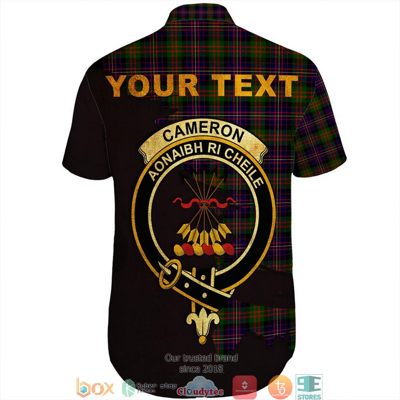 Cameron of Erracht Modern Tartan Crest Personalized Short Sleeve Hawaiian Shirt 3 Cameron of Erracht Modern Tartan Crest Personalized Short Sleeve Hawaiian Shirt 1 2