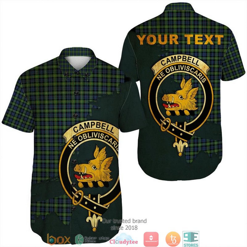 Campbell Argyll Ancient Tartan Crest Personalized Short Sleeve Hawaiian Shirt 1 Campbell Argyll Ancient Tartan Crest Personalized Short Sleeve Hawaiian Shirt