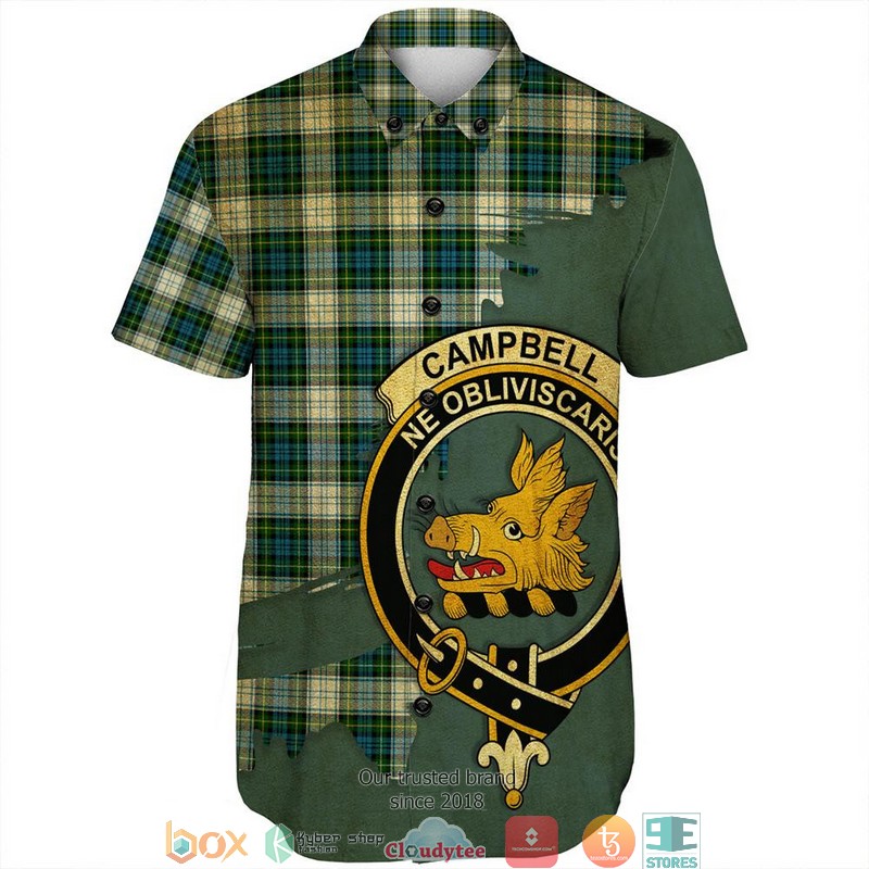 Campbell Dress Ancient Tartan Crest Personalized Short Sleeve Hawaiian Shirt 2 Campbell Dress Ancient Tartan Crest Personalized Short Sleeve Hawaiian Shirt 1