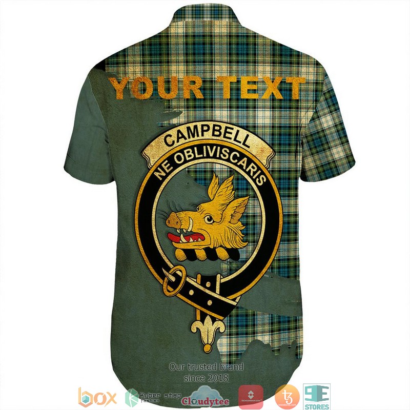 Campbell Dress Tartan Crest Personalized Short Sleeve Hawaiian Shirt 3 Campbell Dress Tartan Crest Personalized Short Sleeve Hawaiian Shirt 1 2