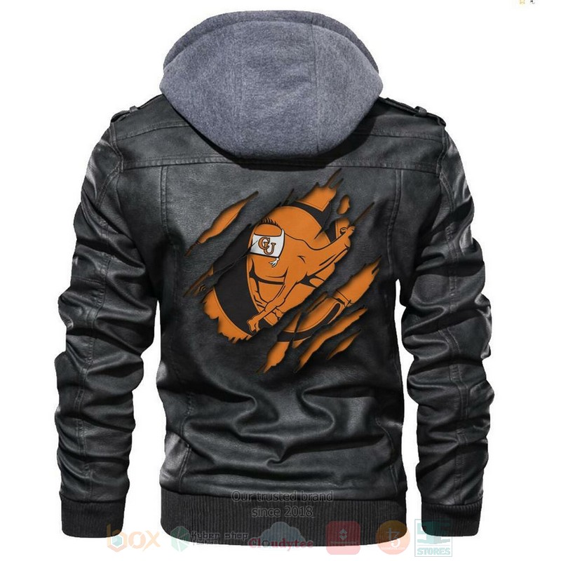 Campbell Fighting Camels NCAA Black Motorcycle Leather Jacket