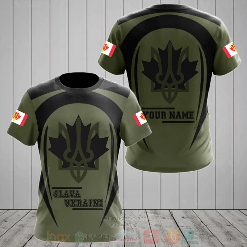 Canada Ukraine Trident Symbol Slava Ukrainian Custom Name 3D Shirt