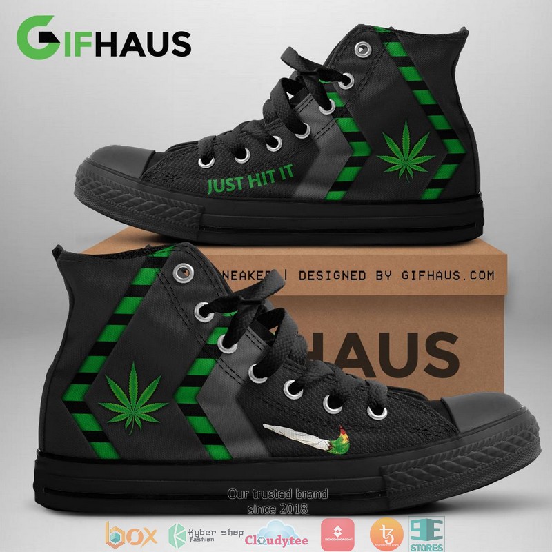 Cannabis Just Hit It canvas high top shoes