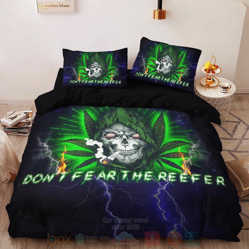 Cannabis Skull Dont Fear The Reefer Bedding Set 1