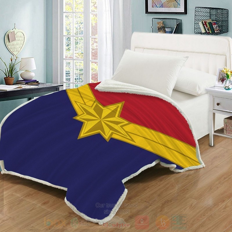 BEST Captain Marvel Custom Sherpa Blanket 3 Captain Marvel Custom Throw Blanket 1 2