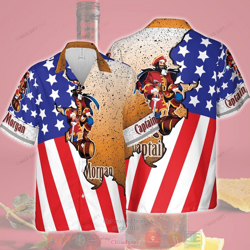 Captain Morgan American flag Hawaiian shirt