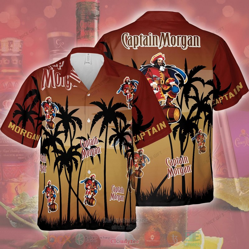 Captain Morgan palm tree Hawaiian shirt