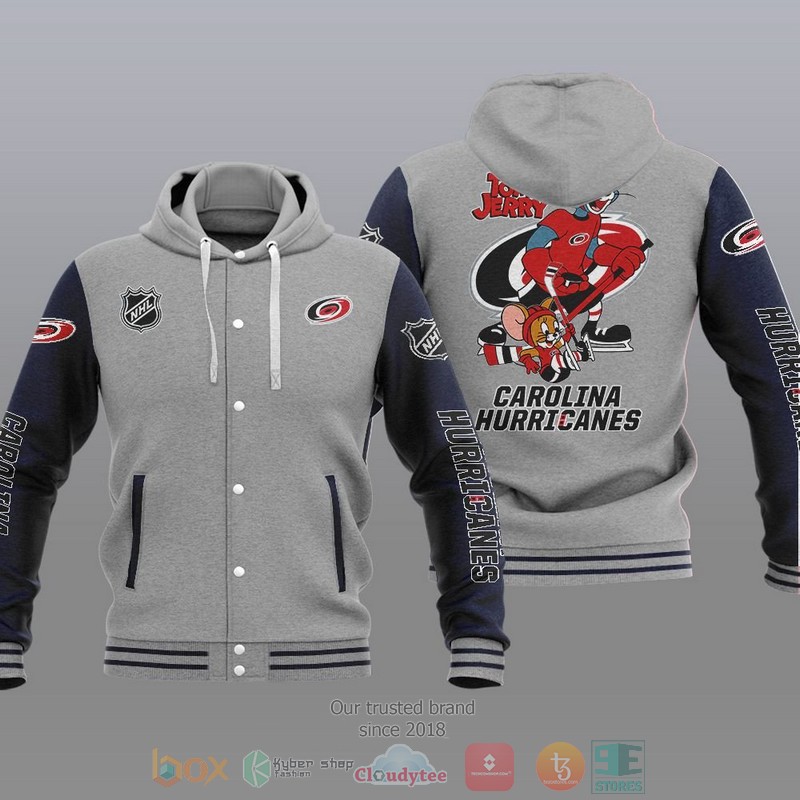 Carolina Hurricanes NHL Tom And Jerry Baseball Hoodie Jacket 1