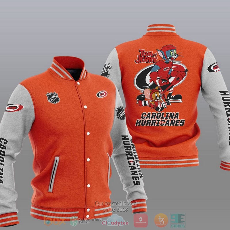 Carolina Hurricanes NHL Tom And Jerry Baseball Jacket 1 2 3 4 5