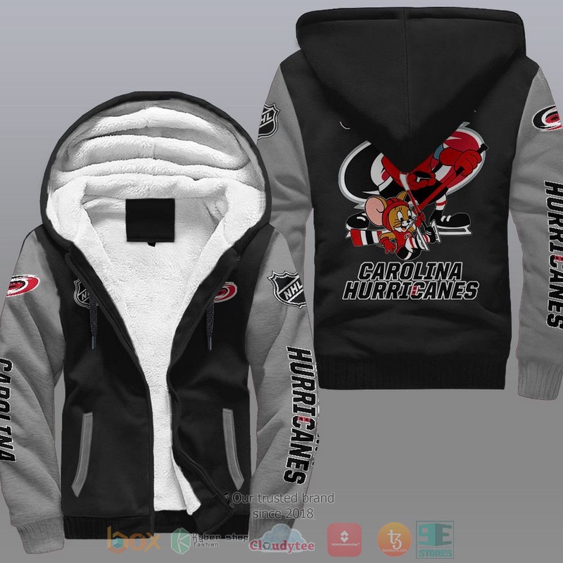 NEW Carolina Hurricanes NHL Tom And Jerry Fleece Hoodie Jacket 2 Carolina Hurricanes NHL Tom And Jerry Fleece Hoodie 1