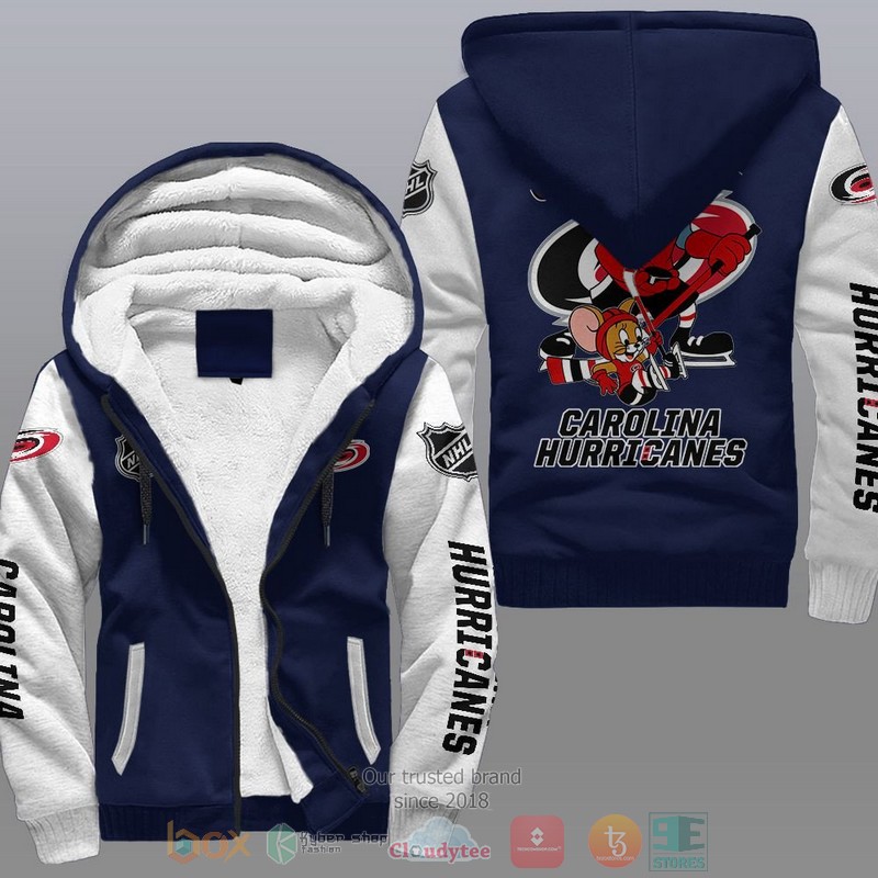 NEW Carolina Hurricanes NHL Tom And Jerry Fleece Hoodie Jacket 3 Carolina Hurricanes NHL Tom And Jerry Fleece Hoodie 1 2