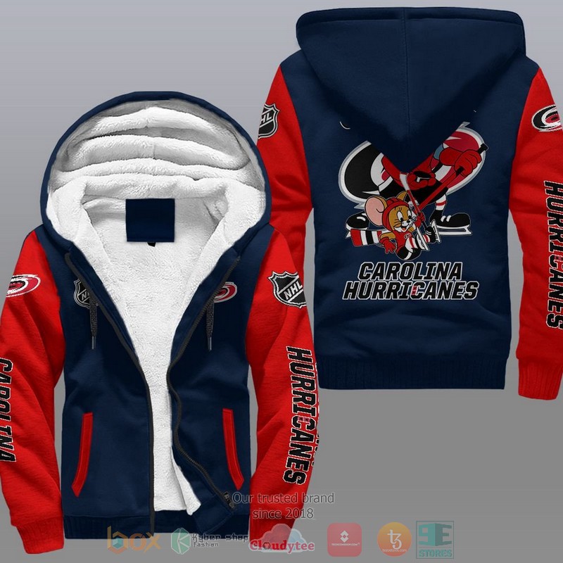 NEW Carolina Hurricanes NHL Tom And Jerry Fleece Hoodie Jacket 4 Carolina Hurricanes NHL Tom And Jerry Fleece Hoodie 1 2 3