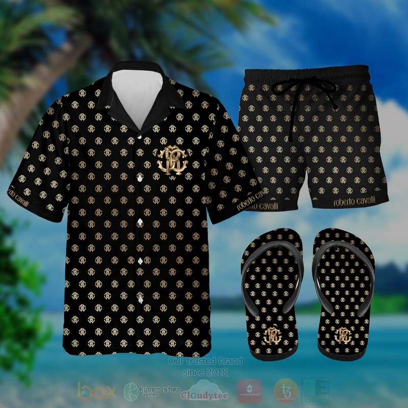 Cavalli Hawaiian Shirt Short Flips Flops