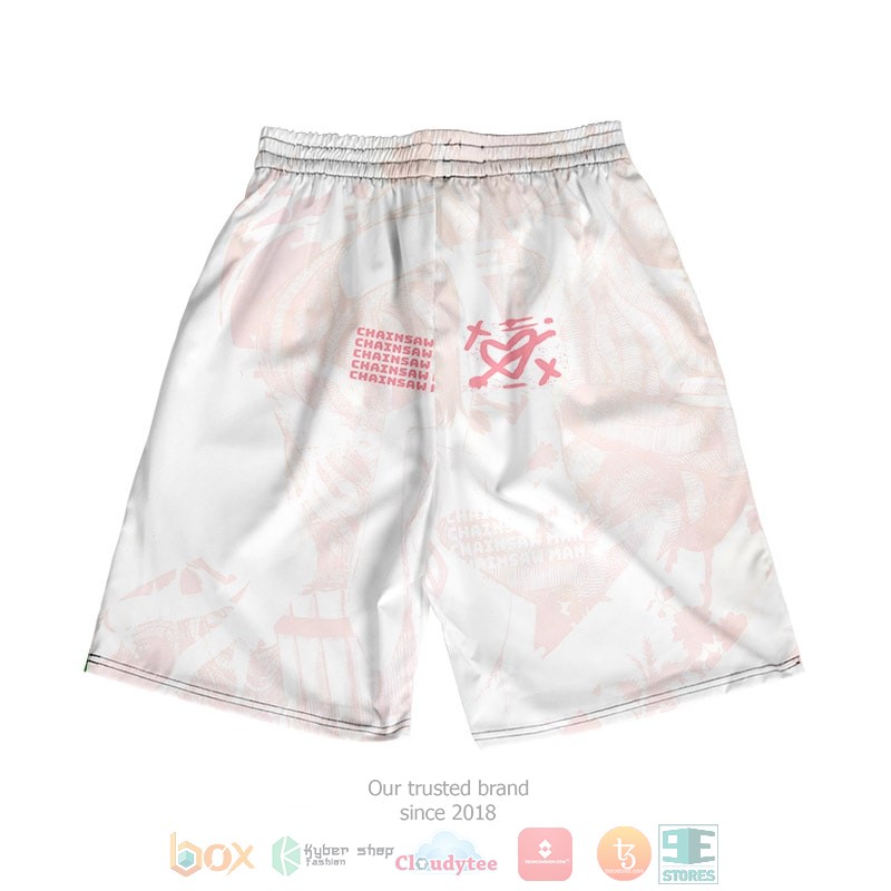 HOT Chainsaw Man Light Hip Fusion Grafiti Embossed Reze Beach Shorts 2 Chainsaw Man Light Hip Fusion Grafiti Embossed Reze Shorts 1